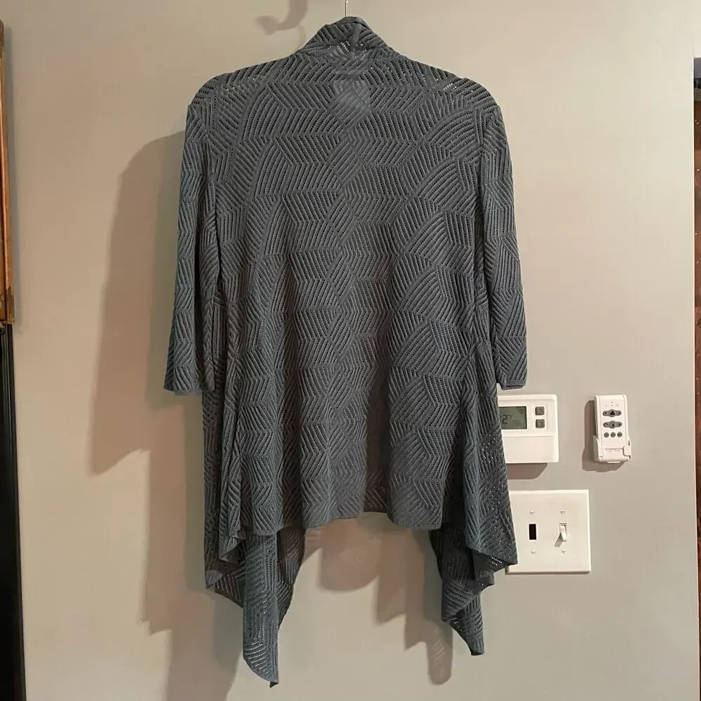 Peruvian Connection Sweater Cardigan Sz M Pima‎ Cotton Open Front Waterfall